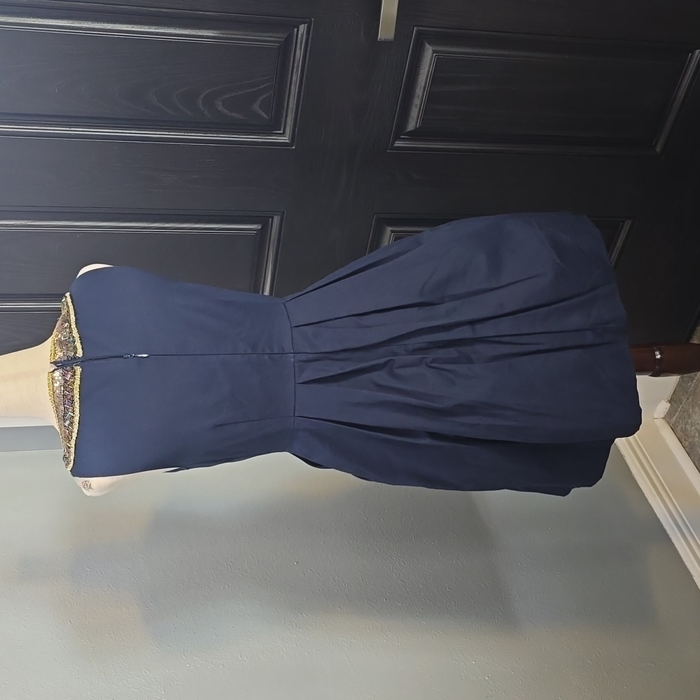 Moulinette Souers 2P New navy blue cocktail dress with beading accent - Picture 2 of 8